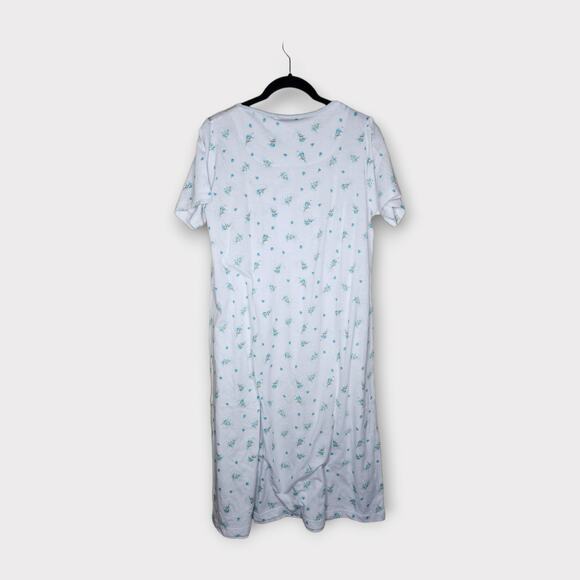 Country Store Floral Nightgown Grannycore White Blue Women’s Medium - Picture 6 of 7